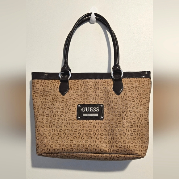 Guess Handbags - Guess Brown Signature Shoulder Tote Bag